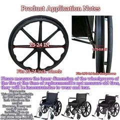 Wheelchair Tires 24×1 Inch replacement for All Brands Tire set 1 Pair Black