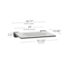 Seachrome 18 inch Silhouette Slimline Folding Wall Mount Shower Bench Seat, L…