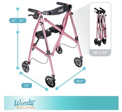Stander Wonder Rollator Walker. Lightweight, Folding, Compact, Regal Rose NEW