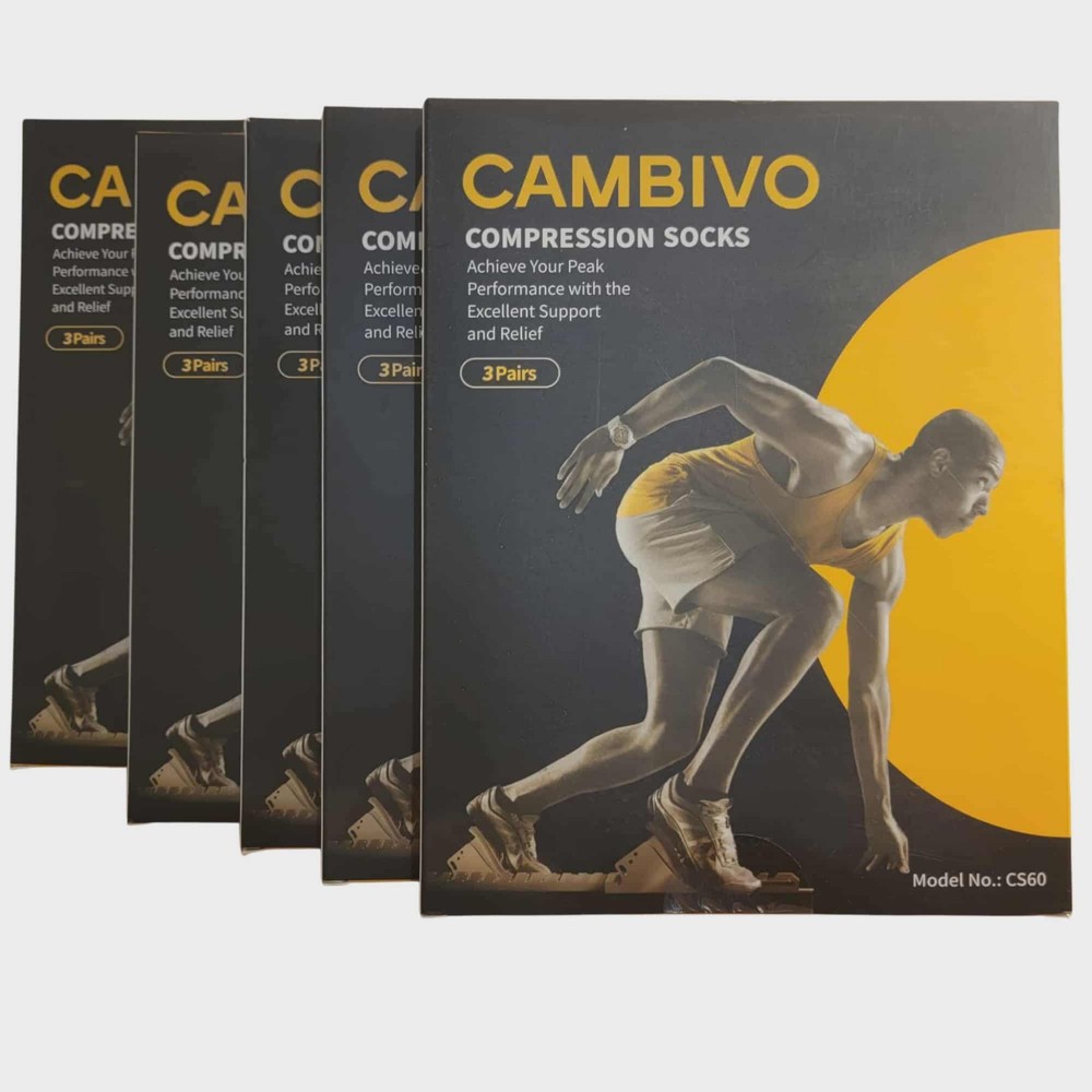NWT 15 Pair *5 Boxes* Cambivo Compression Socks CS60 Black Small/Medium
