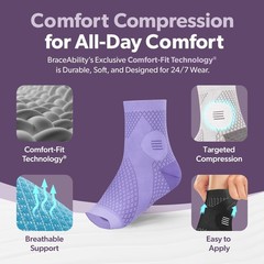 BraceAbility Neuropathy Socks (Pair) – Large, Gray – Standard – 1 Pair