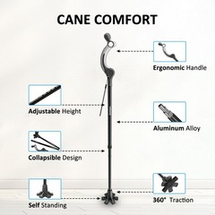 REHAND Upright Posture Walking Cane,Self Standing Cane for Walking,Folding