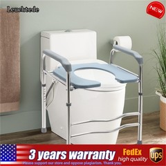 25.2-29.13in Raised Toilet Seat Riser w/ Arms For Elderly Handicap Bathroom USA