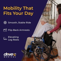 Drive Medical Wheelchair Blue Streak 18″ Seat Swing Away Leg Rests