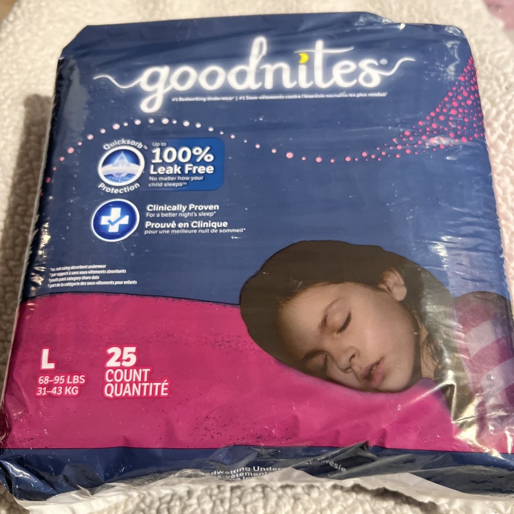 Goodnites Girls‘ Nighttime Bedwetting Underwear, L (68-95 lb.), 25 Ct