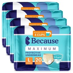 Because Maximum Plus Pull Up Underwear for Women – Absorbent Bladder Protection