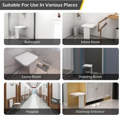 Dyna-Living Wall Mounted Folding Shower Seat 485lbs Fold Down ABS Shower Bench