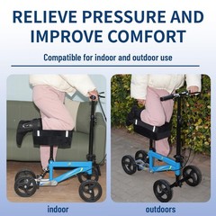 HuCPAPxi Knee Scooter Pad Cover with 2“ Removable Highly Resilient Black