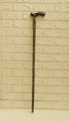 Handmade Abalone Shell Walking Cane – Wood & Brass Inlaid Walking Stick 36″