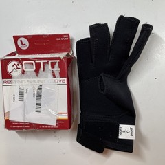 OTC Resting Splint Glove, 5 Finger Semi-Rigid Splints Open Tips Black Right Hand