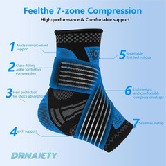 Copper Ankle Brace for Men & Women – 1 Pair Adjustable Ankle Support Compression