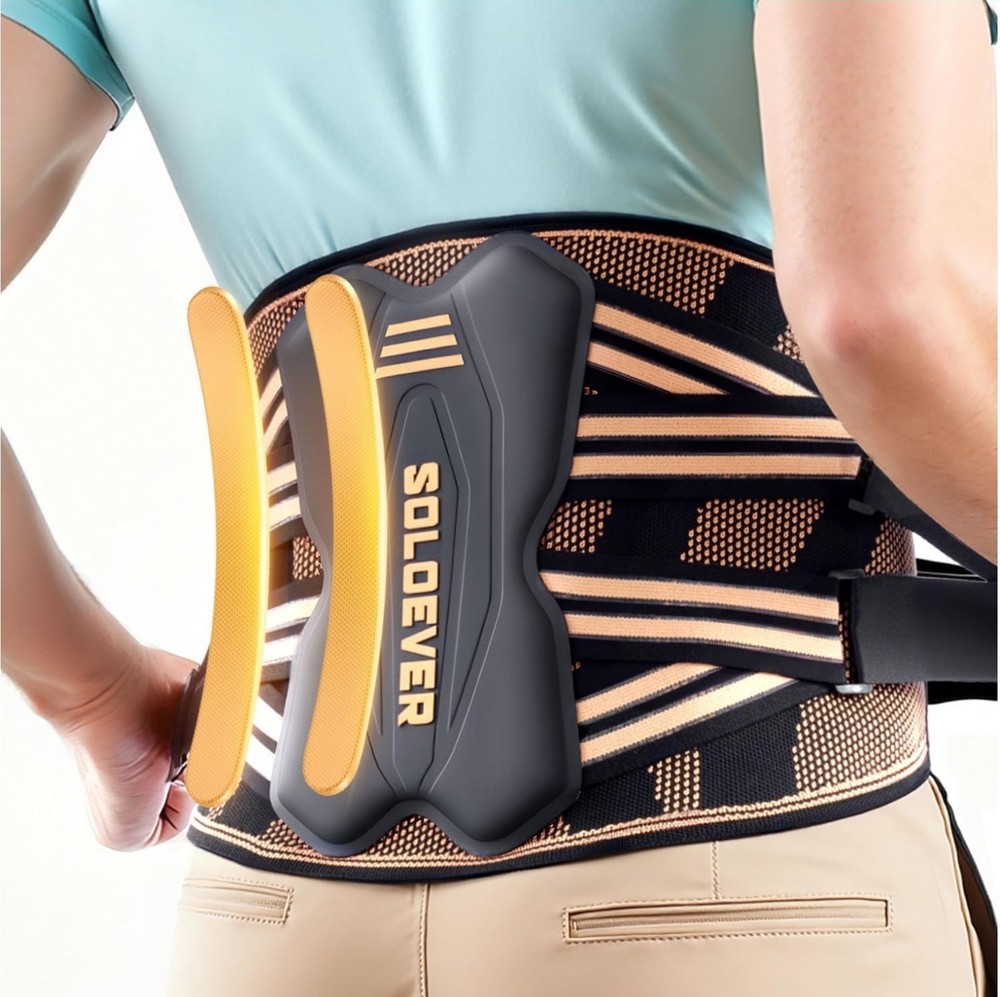 SOLOEVER Medium Copper Back Brace Lower Back Pain Breathable Lumbar Support