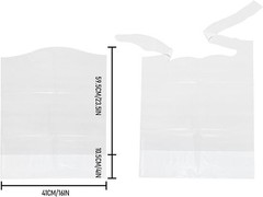 50 Pcs Disposable Adult Bibs with Adjustable Tie-on Straps, Small Pocket, Waterp