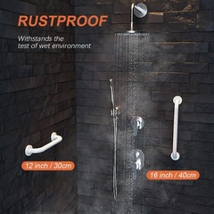 16 inch White Oil Rubbed Shower Grab Bars with Anti Slip Knurled Grip