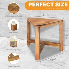 Water-Resistant Corner Shower Bench – Easy Assemble 12-Inch Shaving Stool