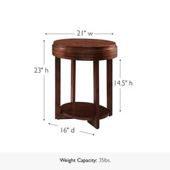 Leick Home Teo End Table Solid Wood Oval Shelf For Living Room And Small Spaces