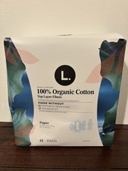 L. Ultra Thin Pads for Women, Organic Cotton Top Layer, Super , 42 ct