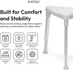 Edge Triangular Shower Stool – Height Adjustable Shower Chair, Non-Slip Surface