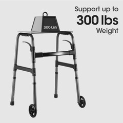 MaxKare Folding Walker with Wheels 30.5″-37.5″ Adjustable 300 lbs