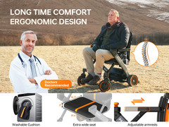 Paiseec 2-in-1 42Lb Foldable Electric Wheelchair 300Lb Intelligent All Terrain