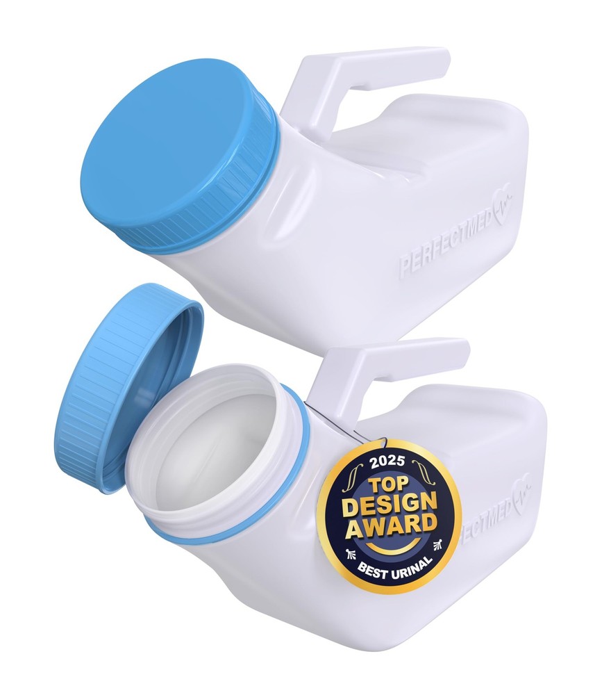 Urinal Spill Proof Portable 2 Pack 32 oz 1000 ml Glow in Dark Lid