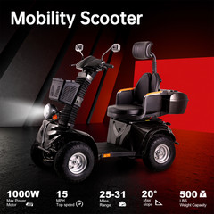 1000W 4-Wheel All-Terrain Electric Power Mobility Scooter Heavy Duty Scooter