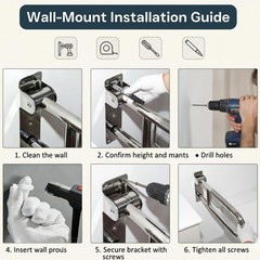 26-Inch Foldable Toilet Grab Bar – 90° Flip-Up Design, Premium 304 Stainless