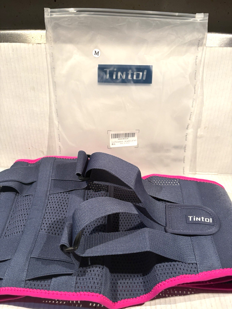 Back Premium Support Brace Size M 33”-39″ Lumbar Adjustable Mesh Pink Blue NEW