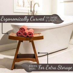 Teak Shower Bench, 450 Pound Capacity Shower Stool, Water Resistant 18 Inches So