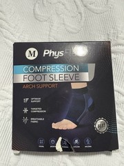 PhysFlex Compression Foot Sleeve Arch Support Breathable Black Size M