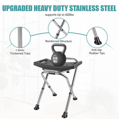 Height Adjustable Folding Shower Chair Seat, Stainless Steel Small Shower Chair