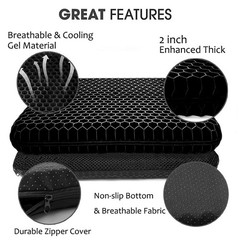 Extra Thick Gel Seat Cushion 2 Inch Pain Relief Black Office Chair Car