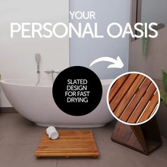 Nordic Style Teak Shower Bath And Spa Mat Indoor Outdoor Use Non-Slip Wood