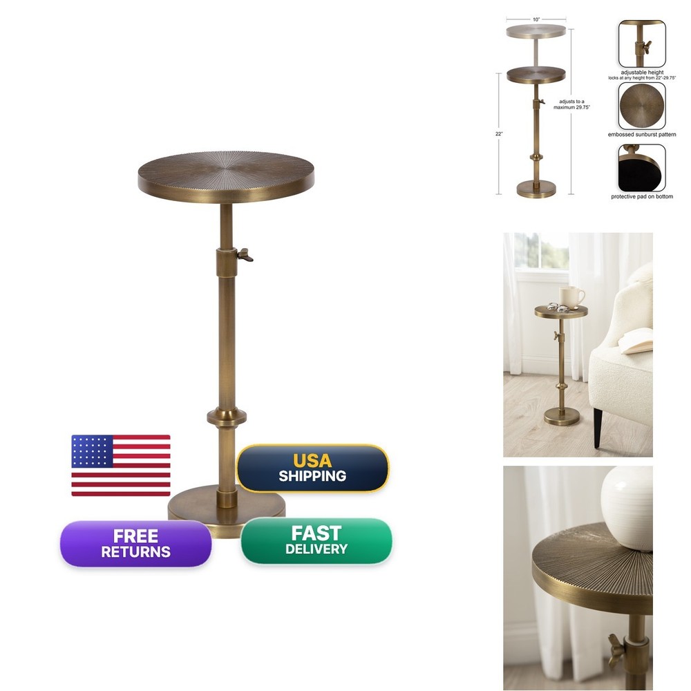 Kate And Laurel Engles Traditional Adjustable-Height Pedestal Drink Table 10 X