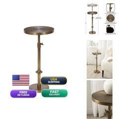 Kate And Laurel Engles Traditional Adjustable-Height Pedestal Drink Table 10 X