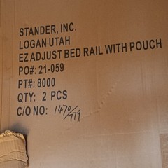 Stander EZ Adjust Bed Rail w/ Storage Pouch, Steel Black 300 lb Model 8000