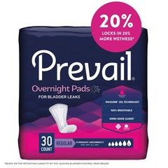 Prevail Regular White Incontinence Pads 30 Count Discreet Comfort Protection