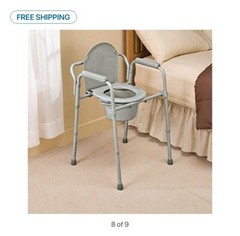 3 In 1 Commode Folding Bedside Commode Over Toilet Lifted Seat, Folds For Travel
