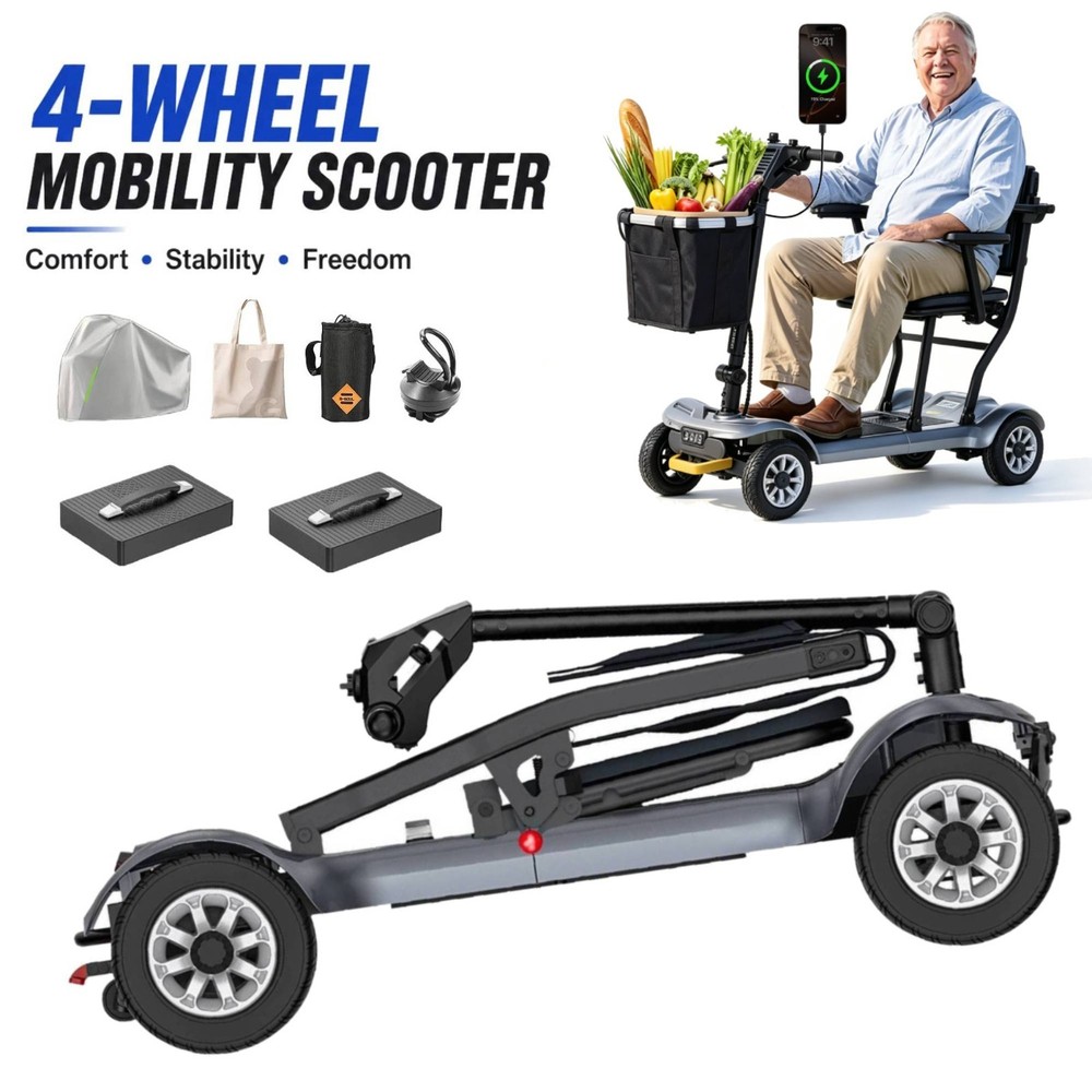 270W Folding Mobility Scooters for Adults Seniors with Removable Battery 24V