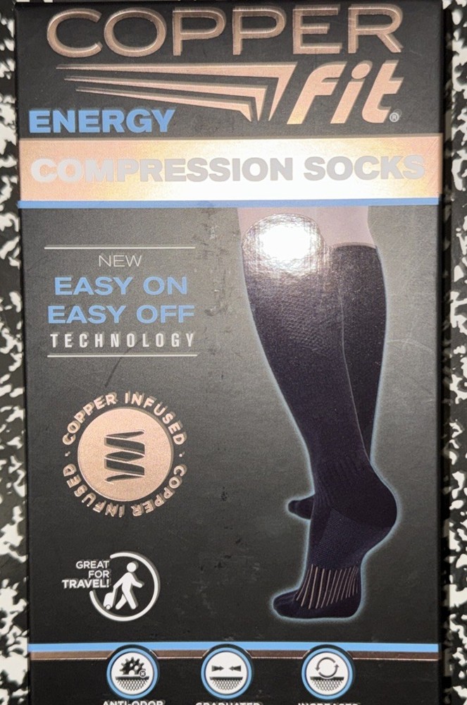 COPPER FIT ENERGY COMPRESSION SOCKS BLACK SIZE L/XL LARGE / EXTRA LARGE