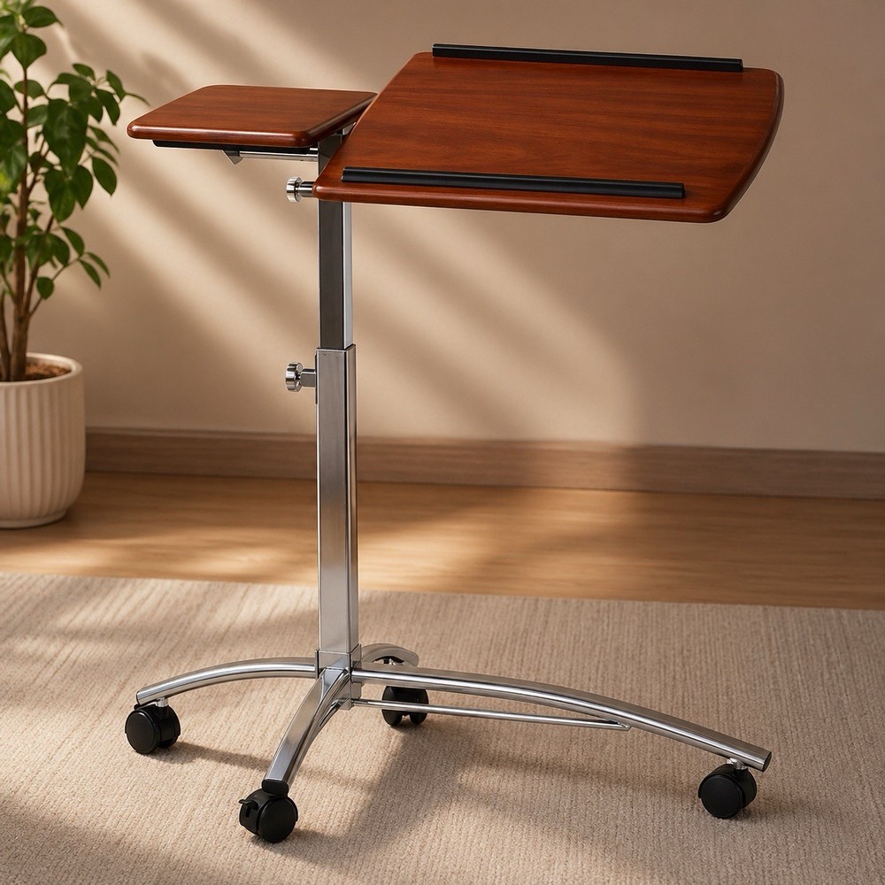 Cherry Mobile Laptop Desk Cart Adjustable Rolling Workstation 29.5” x 20”