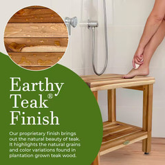 Earthyteak Classic 18 In. Teak Shower Bench with Shelf