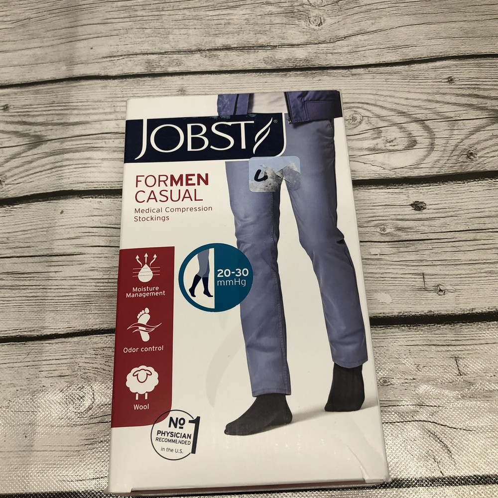 Jobst For Men Casual Medical Compression Stockings Socks 20-30 mmHg Black Medium