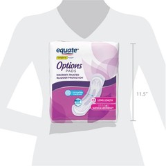 Equate Options Maximum Bladder Control Pads, Long, Unscented, 45 Count, 2 Pack