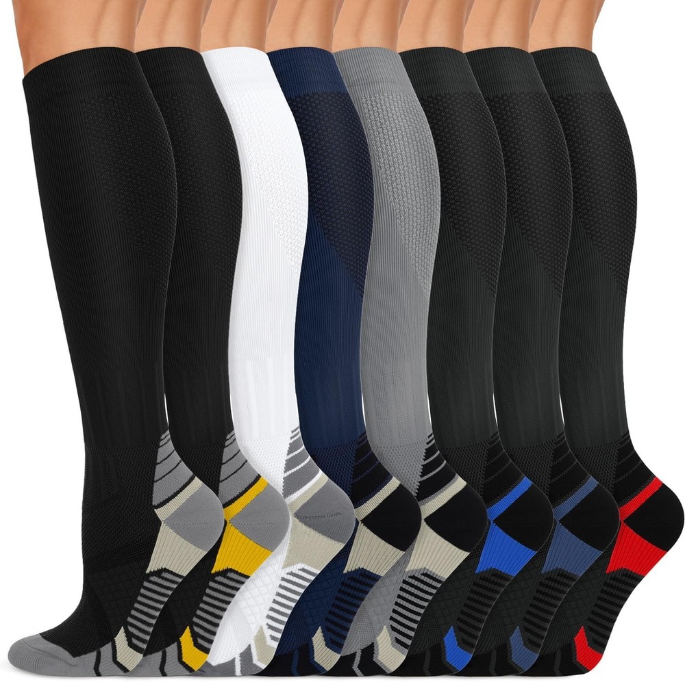 Sooverki Copper Compression Socks 8 Pack 15-20mmHg Knee High Athletic