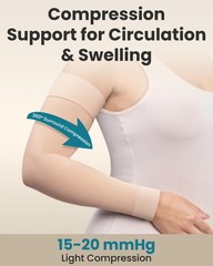 Compression Arm Sleeves for Women – 15-20 mmHg, Silicone Grip, Beige, S/M – Lymp