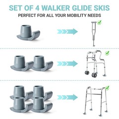4 Pack Walker Skis Glides for Folding Walkers Universal 4