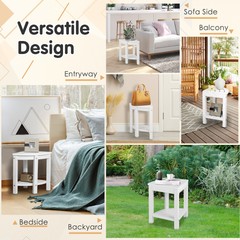 2-Tier Waterproof Shower Stool Corner Shower for Indoor Outdoor Use White