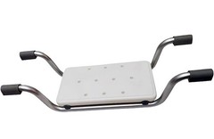 Adjustable Non-Slip Bathtub Seat Board w/ 2 Handrails 23-29in White Gray