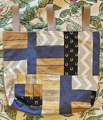 Handmade Corduroy Walker Bag w Patchwork Back and Front Pocket
